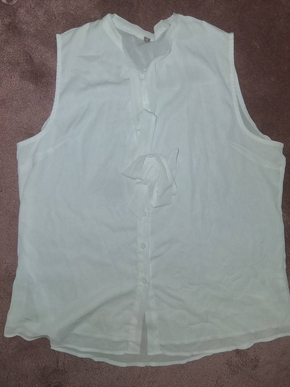 Acevog White Sleeveless Tie-Front Blouse